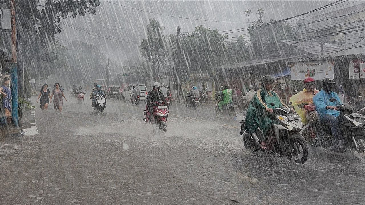 super heavy rain storm, the biggest wind storm in Indonesian village, big floods damaged the village