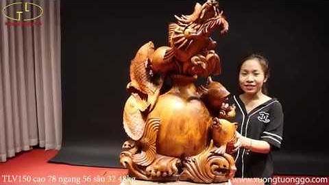 TƯỢNG GỖ CÁ CHÉP HÓA RỒNG BẰNG GỖ ĐỤC TAY ĐẲNG CẤP-XƯỞNG TƯỢNG GỖ