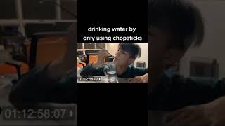 Drinking water with chopsticks #shorts