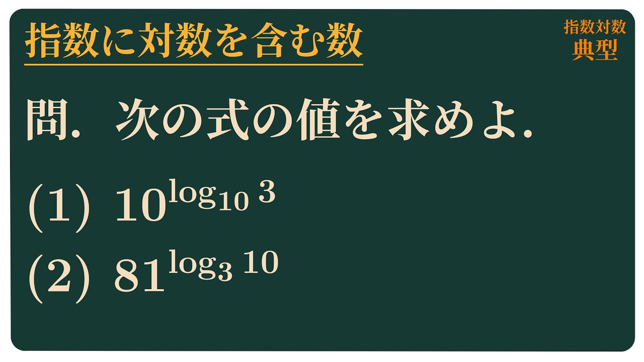 指数に対数を含む数