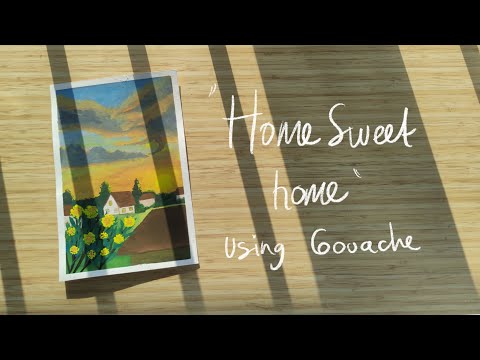 Buat Home Sweet home pakai cat Guas/ Gouache | Paint with me #Gouache