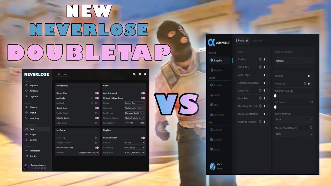 CompKiller Beta vs Neverlose Doubletap | CS2 HvH - YouTube