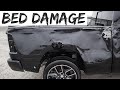 Rebuilding A Wrecked Dodge Ram 1500, Part 8, 2019 Laramie, HEMI, Truck. Heavily damaged bed.