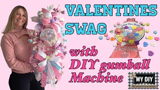 HOW TO MAKE VALENTINE DOOR SWAG WITH A GUMBALL MACHINE DIY | DOLLAR TREE DIY | WHIMSICAL AND FUN!
