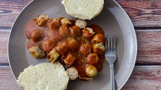 How to make very easy German Currywurst using a packet sauce and Bratwurst sausages