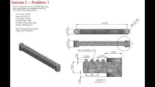 Full SolidWorks Practice Exercise | Section C - Problem 1: Gear Rack with Linear Pattern Guide