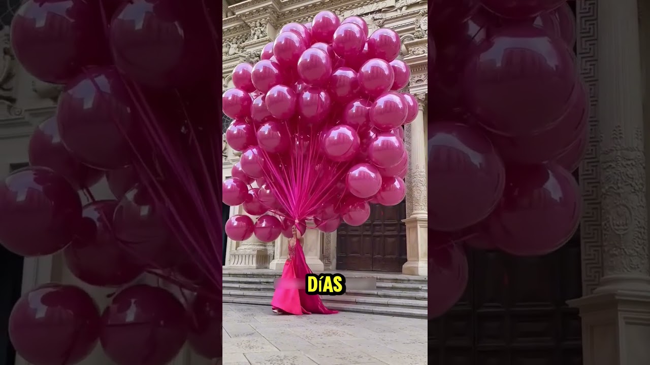 La mujer hizo un gran vestido con globos 🤯 !!