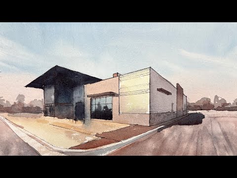 Ink and Watercolor with two-point perspective - Ink and Watercolor with two-point perspective