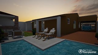 Arquitetura moderna, maquete 3D - CASA 85 m²