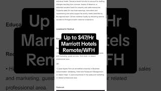 Famous Up to $47/Hr Marriott Hotels #remotejobshiringnow #remotejobs #wfh Wealth