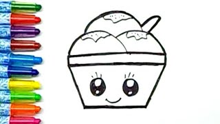 How To Draw Cute Ice Cream Cup Menggambar Dan Mewarnai Es Krim