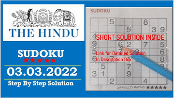 The Hindu  Sudoku Mar 03, 2022 - 5 Star - The Solution