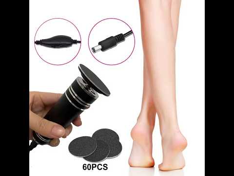 Електрична чистила для п'ят, 1000 об/хв з 60 одноразових абразивних дисків для видалення відмерлої шкіри будинку, видео 1