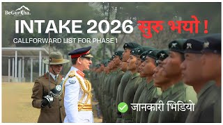 Intake 2026 Begins | 🇬🇧 British Army & 🇸🇬 Singapore Police 📋 Phase 1 Call Forward List Published! ✅