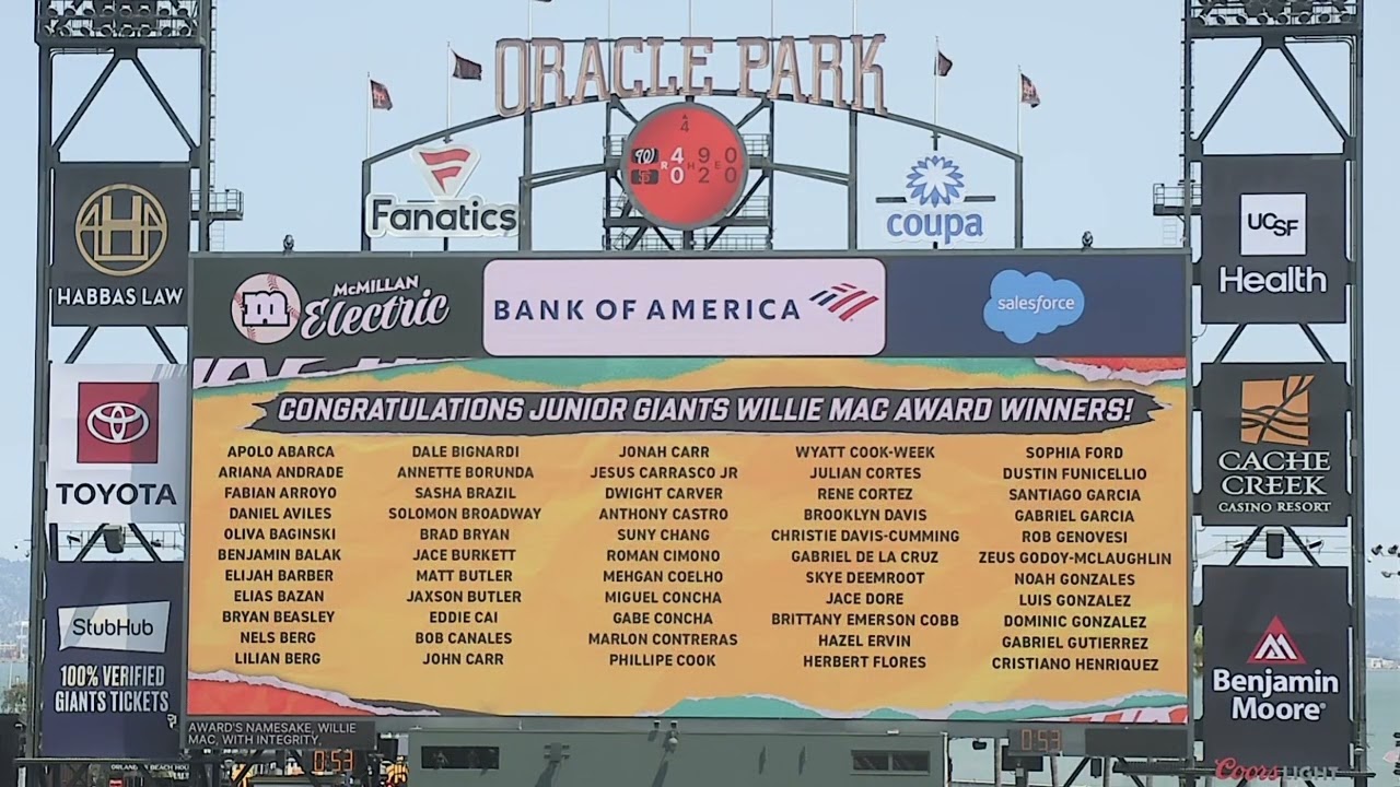 2025 Junior Giants Willie Mac Award