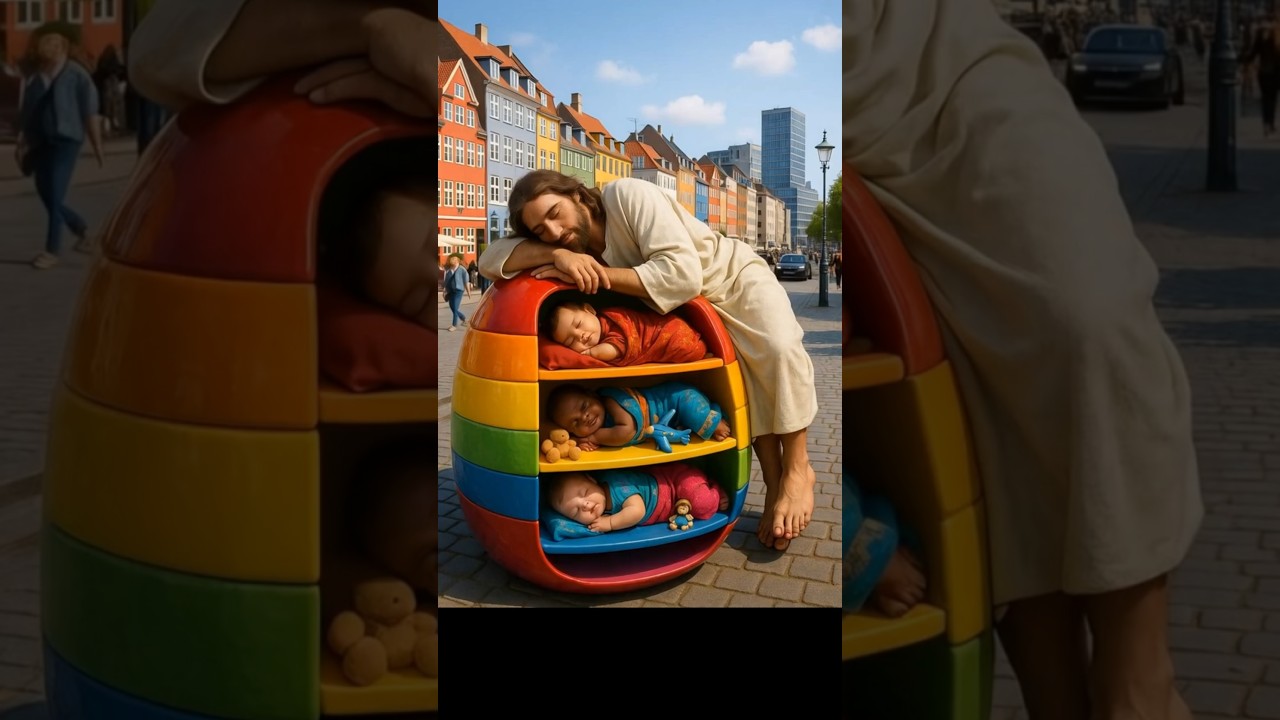 Jesus and Babies on Rainbow Bookshelf  🌈👶😇✨ Nyhavn, Denmark 