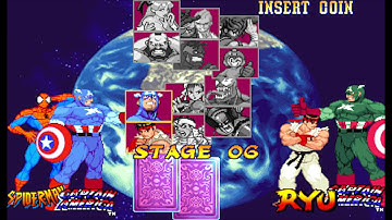 Marvel vs Capcom 1 ( Arcade ) - Captain America / Spider-man Playthrough ( Dec 22, 2017 )