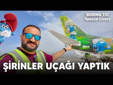 ŞİRİNLER GÖKYÜZÜNDE! The Smurfs Temalı Boeing 737 | SunExpress’in En Renkli Uçağı!