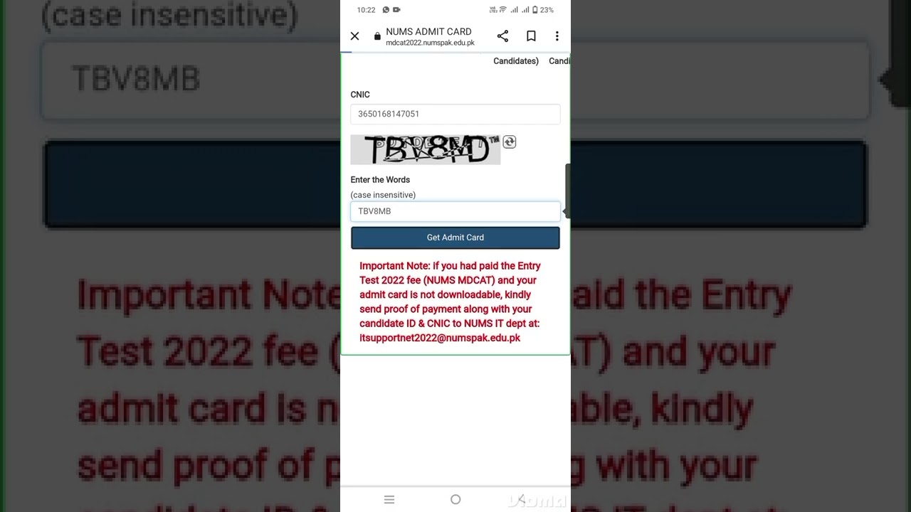 NUMS ROLL NUMBER SLIPS