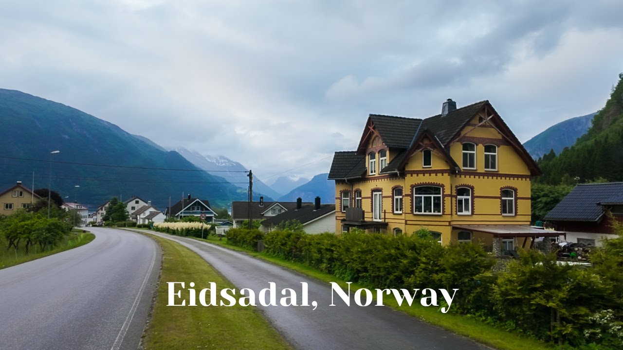 [4K Walk Cloudy Afternoon Walk in Eidsdal, Norway | Quiet Footsteps After Rain