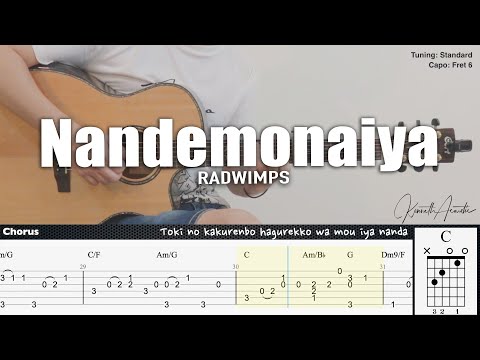 Nandemonaiya (Your Name) - RADWIMPS | Fingerstyle Guitar | TAB + Chords + Lyrics