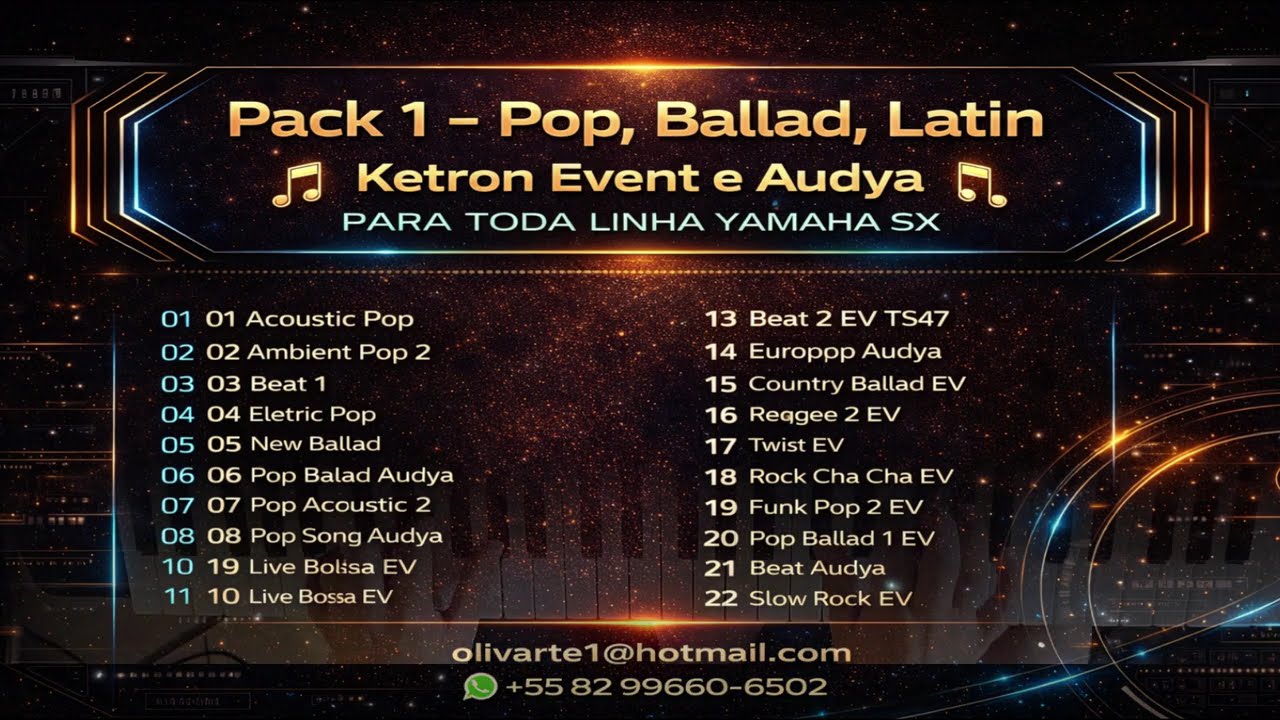 Pack 1   Pop,Ballad, latin Ketron Event e Audya para toda linha Yamaha SX