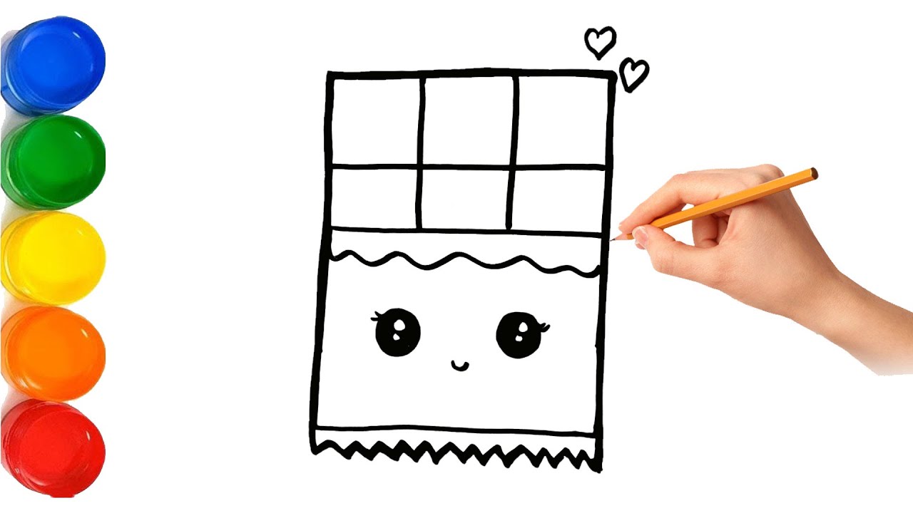 How to Draw a Cute Chocolate Bar Simple & Easy for Kids - YouTube