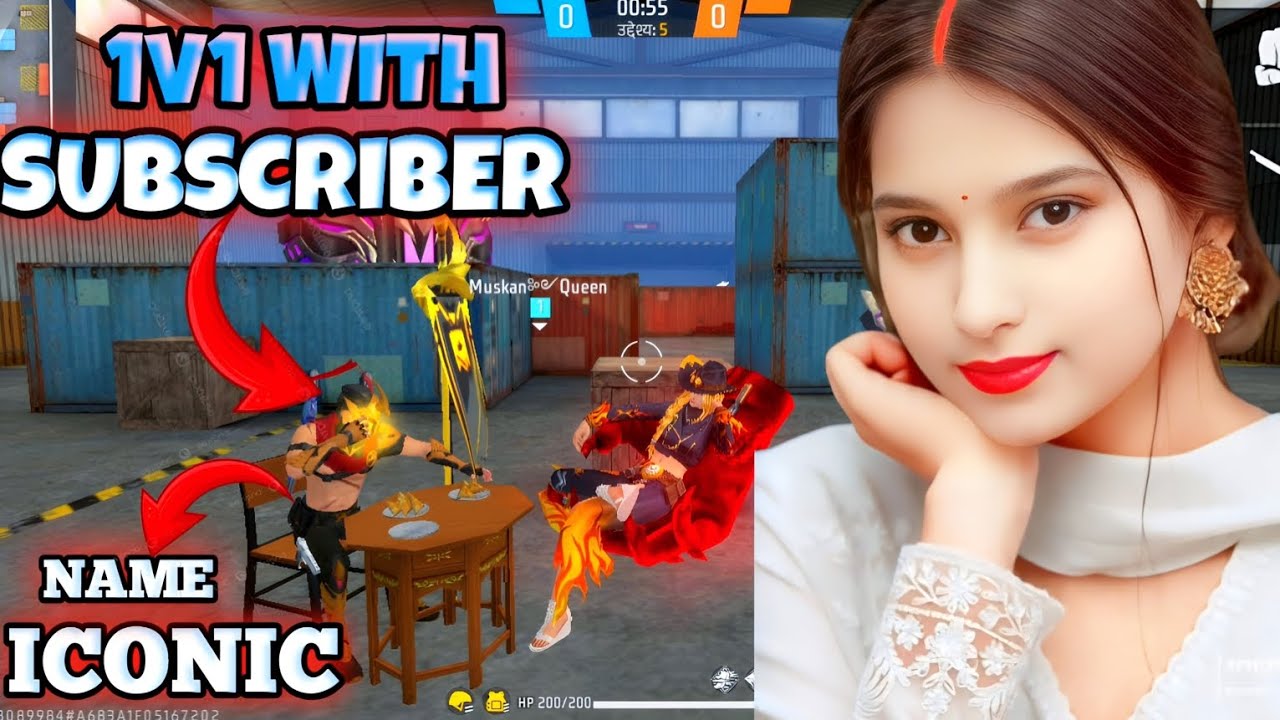 HINDI AND BHOJPURI LANGUAGE 1V1 WITH SUBSCRIBER GARENA FREE FIRE 🔥 MUSKAN QUEEN GAMING 