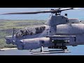 USMC UH 1Y Huey Attack Helicopter Conducts Air to Ground Fire