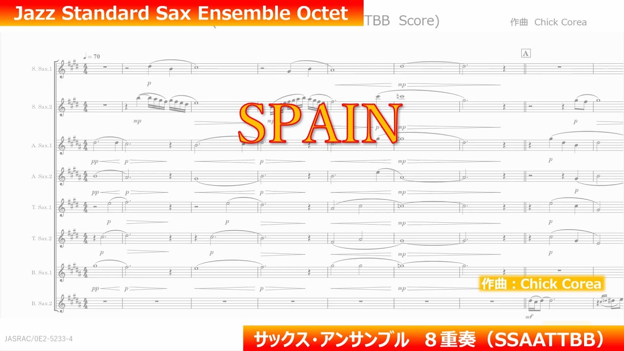 music score sales】【SPAIN】 Jazz Sax EnsembleOctet（SSAATTBB