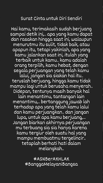 Surat Cinta untuk Diri Sendiri - ASNBerAKHLAK.BanggaMelayaniBangsa