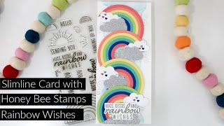 Slimline Card with Honey Bee Stamps Rainbow Wishes