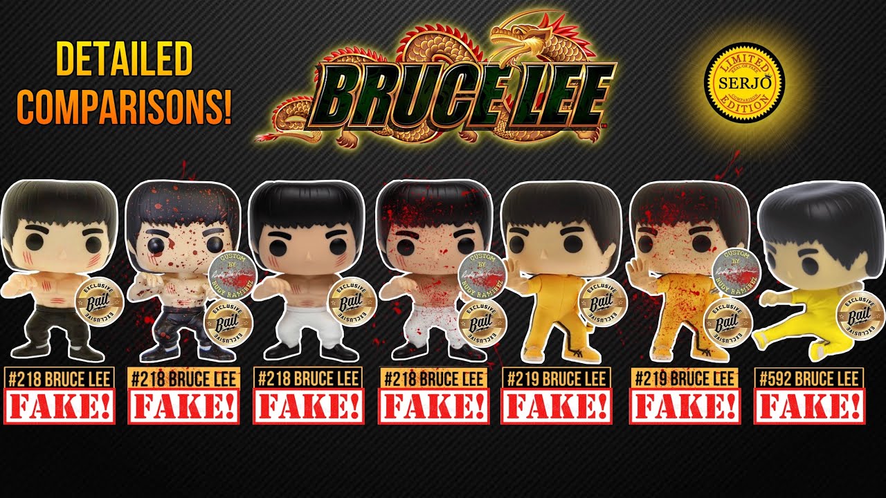 Comparisons of all fakes by Funko POP! Bruce Lee! - YouTube