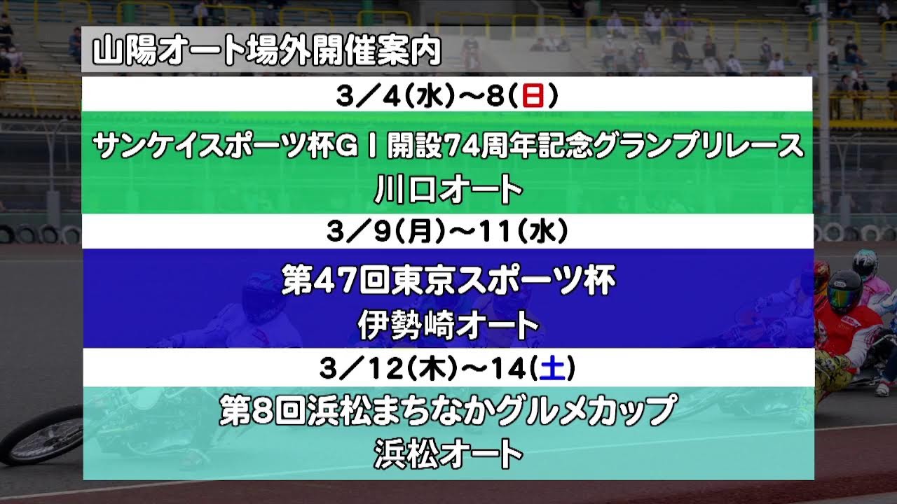 山陽オートレース中継 2026年3月6日 山陽ミッドナイトオートレース 当たるんですＣＵＰ　最終日