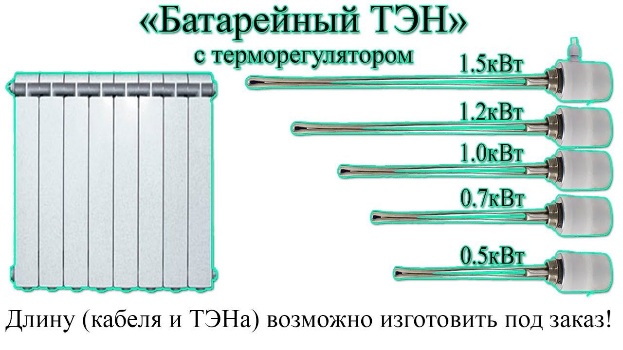 Батарейный ТЭН для алюминиевого радиатора с термодатчиком GREPAN и его .