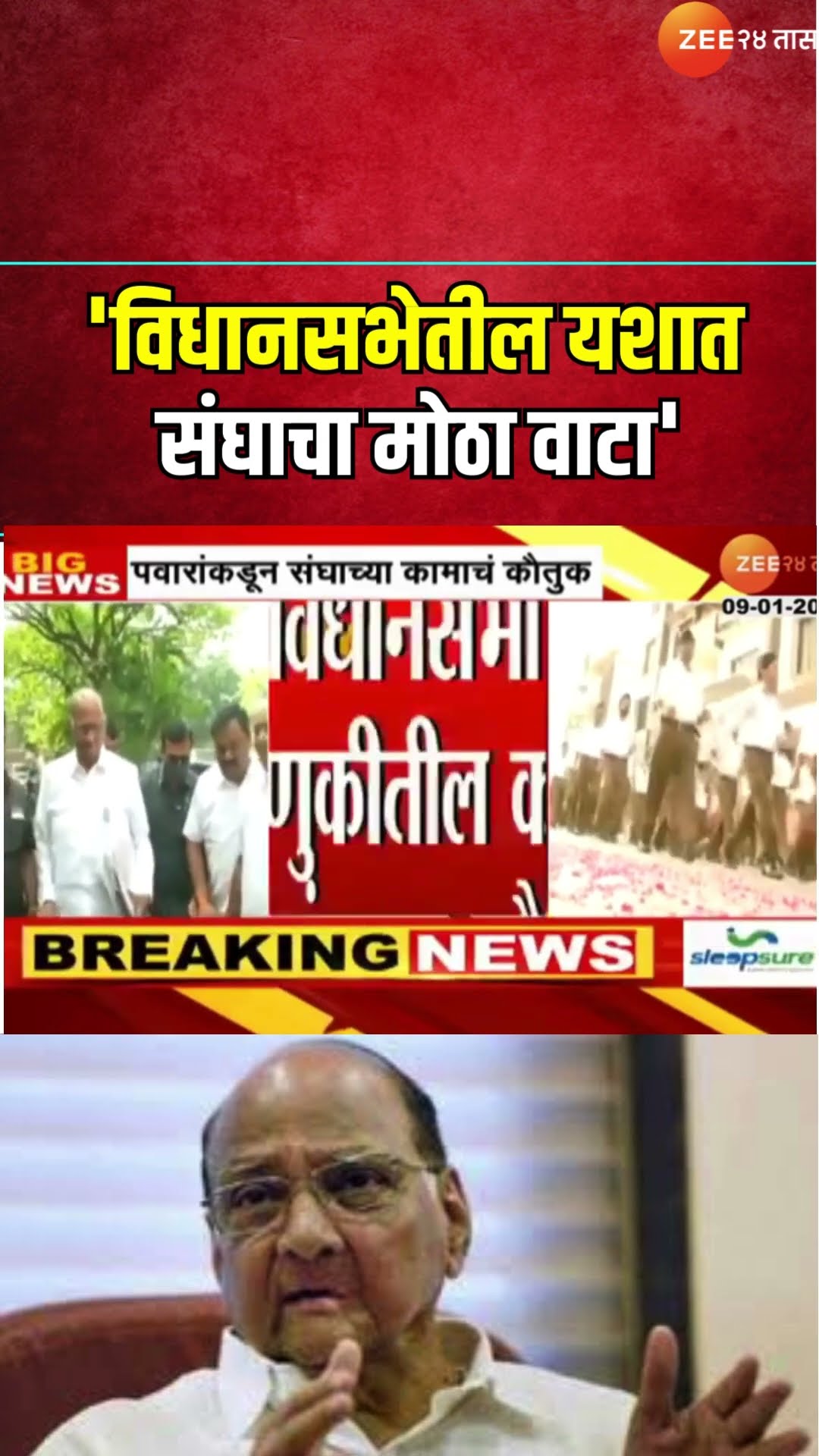 Sharad Pawar Appreciation To RSS Work | 'विधानसभेतील यशात संघाचा मोठा वाटा'; पवारांकडून संघाचं कौतुक