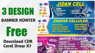 3 DESIGN SPANDUK KONTER PULSA || Free Dowload CDR