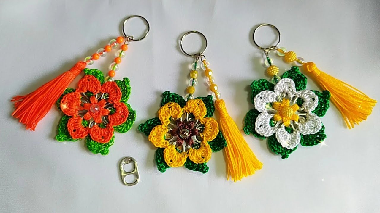 FLOR🌼 CHAVEIRINHO                (RECICLANDO LACRE) VEJA O PASSO-A-PASSO 🌼🌼