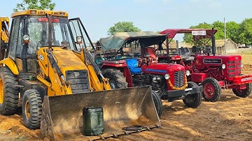 JCB 3dx Backhoe Machine Mahindra Swaraj Eicher Massey Tractor Over Loading Mud in Trolley | Game