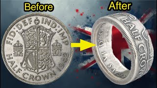 👉 Making a Silver Ring from a 1942 British Half Crown Coin | Handmade Coin Ring