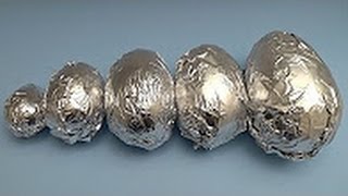 Learn Sizes with Surprise Eggs! Opening HUGE Shiny Silver Chocolate Mystery Eggs!