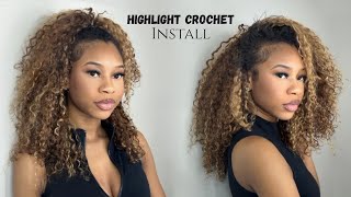 HOW TO: Burmese Curly Highlight Crochet Install ft ISEE hair
