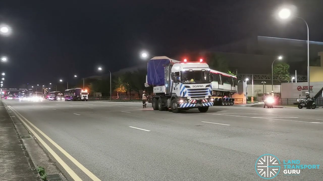 Delivery of new NSEWL R151 trains to Tuas Depot