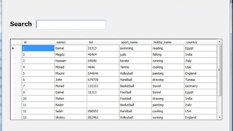 Visual Basic .net: Datagridview multiple columns search from 4  tables using inner join-with code
