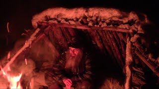 Staying Warm over night In A Bushcrafted Shelter