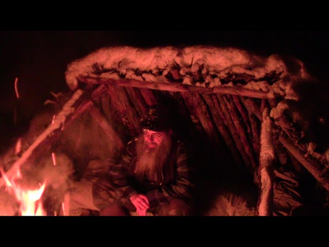 Staying Warm over night In A Bushcrafted Shelter