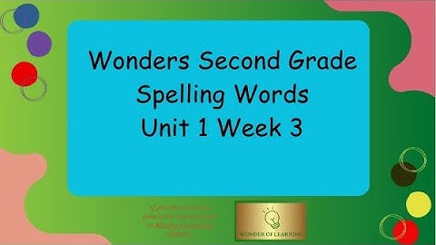 Wonders 2nd Grade Spelling Unit 1 Week 3