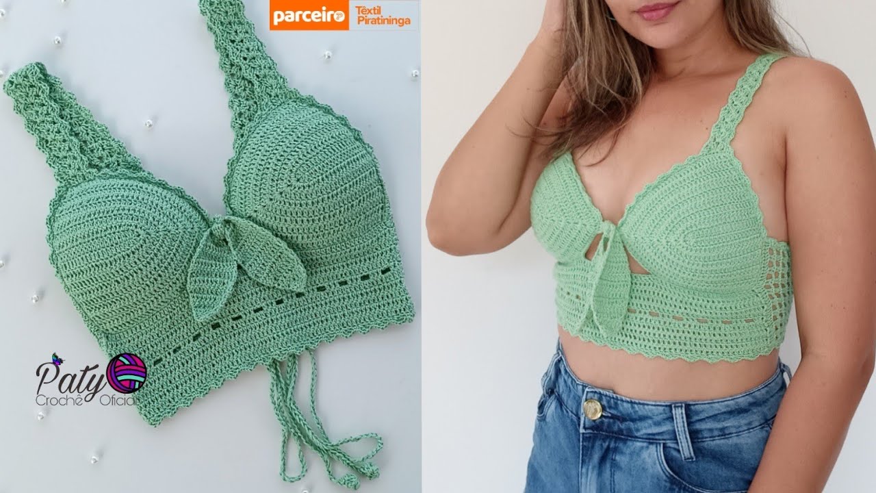 🦋Cropped de Crochê (Nova versão) PP ao GG com Paty Crochê Oficial