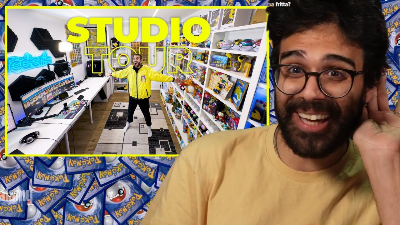 Dario Moccia REACTION al TOUR dello STUDIO di FEDERIC! - Collezione Carte e Box Pokemon