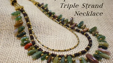 Jasper & Brass Bead Triple Strand Necklace Video Tutorial